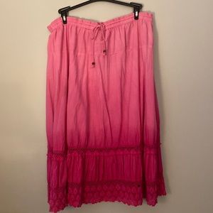 Bobbie Brooks pink ombré midi skirt 1X